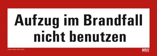 Aufkleber "Aufzug im Brandfall nicht benutzen" Folie selbstklebend 210x74mm